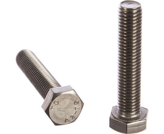 Болт с шестигранной головкой, с полной резьбой ЕВРОПАРТНЕР DIN 933 нержав. сталь, 12х60 мм, 2 шт. G2 1260 2 – изображение 2