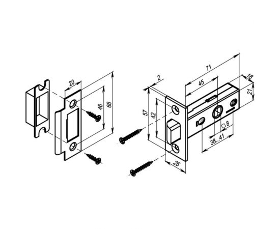 Врезная защелка Punto L45-8 BL черный 43919 – изображение 2