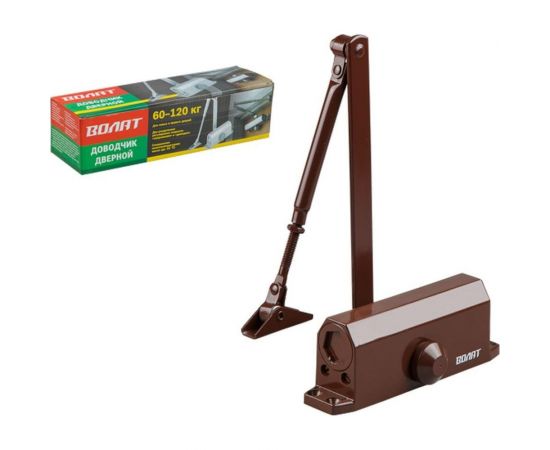 Дверной доводчик ВОЛАТ гидравлический, морозостойкий, 40-80 кг, коричневый 35021-80 – изображение 2