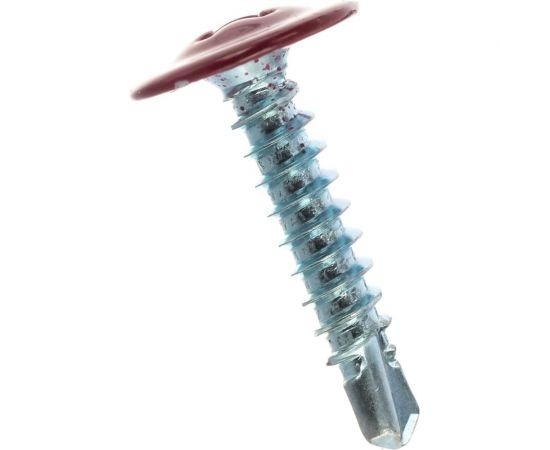 Саморезы с пресс-шайбой Госкреп со сверлом, 4.2х19 мм, красные, RAL3005, 30 шт. 1-0017500 – изображение 2