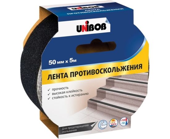 Клейкая противоскользящая лента UNIBOB 50 мм х 5 м черная 211776 – изображение 2