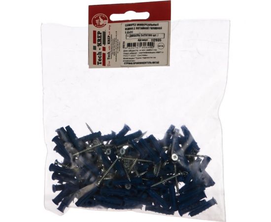 Саморез ШУц Tech-Krep 3,0х30 потайная головка + дюбель 5х25 100 шт - пакет 112935 – изображение 2