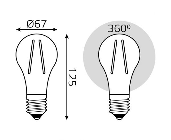 Лампа Gauss Filament А70 30W 3100lm 4100К Е27 LED 1/10/40 102902230 – изображение 2