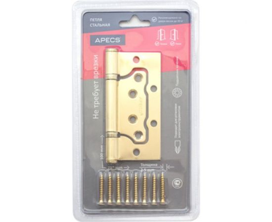 Петля накладная Apecs 100*75*2,5-B2-Steel-GM-Blister 18050 – изображение 2