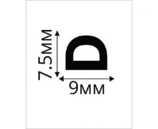 Уплотнитель VETTORE профиль D 9x7,5 мм, 100 м, Black черный 20366 – изображение 3