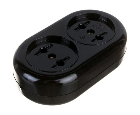 Розеточная колодка TDM 2 гнезда 2П 16А макс. 250B Ретро карболит SQ1806-0103 – изображение 3