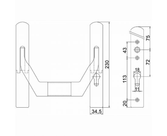 Механизм антипаник бара NEMEF 3640/1 PZ72/92mm черный пластик без внеш. ручки и балки 69289 – изображение 3
