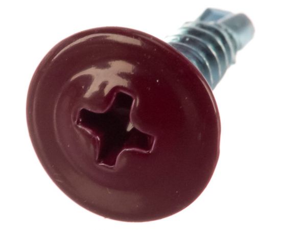 Саморезы с пресс-шайбой Госкреп со сверлом, 4.2х19 мм, красные, RAL3005, 30 шт. 1-0017500 – изображение 3