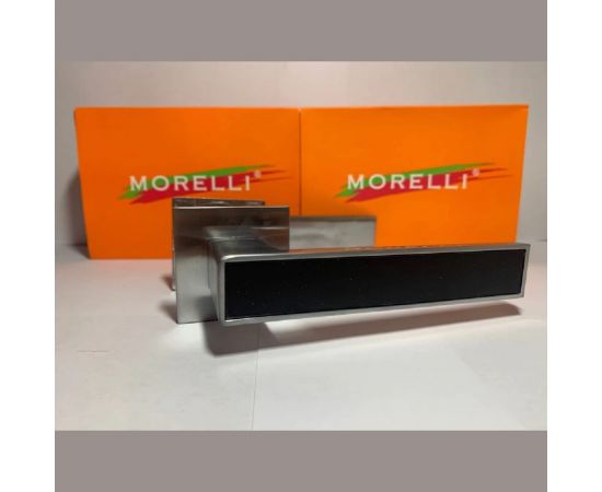 Дверная ручка MORELLI MH-48-S6 SC/BL, на квадратной розетке 6 мм, цвет-мат.хром/черный 9013388 – изображение 5