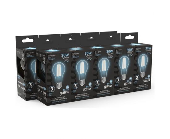Лампа Gauss Filament А70 30W 3100lm 4100К Е27 LED 1/10/40 102902230 – изображение 5