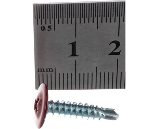 Саморезы с пресс-шайбой Госкреп со сверлом, 4.2х19 мм, красные, RAL3005, 30 шт. 1-0017500 – изображение 6