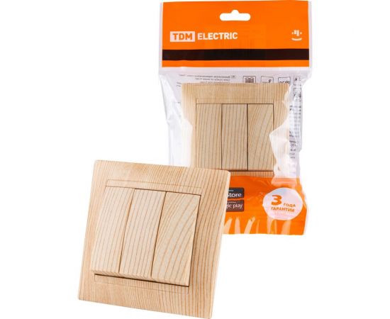 3-клавишный выключатель TDM Лама 10А сосна SQ1815-0303 