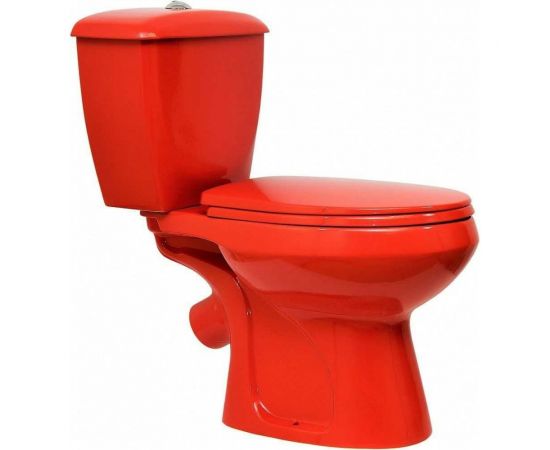 Унитаз-компакт Оскольская керамика ЭЛИССА косой выпуск, 1 режим, сиденье ПП, красный 422973 