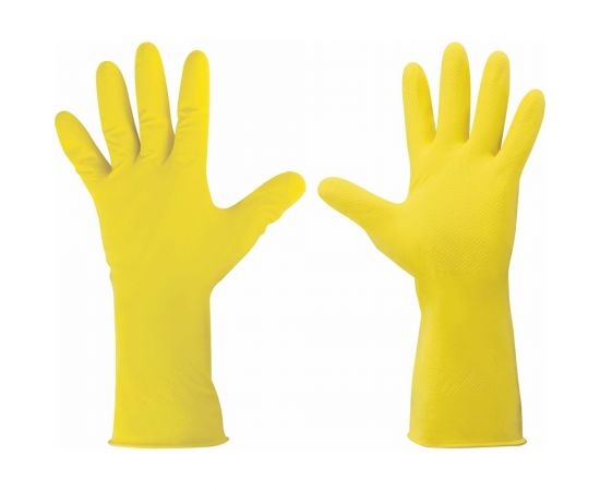 Хозяйственные многоразовые латексные перчатки ОФИСМАГ хлопчатобумажное напыление, размер М 604198 