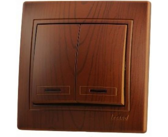 Выключатель Lezard Мира х2 с подсв сосна 701-0801-112 