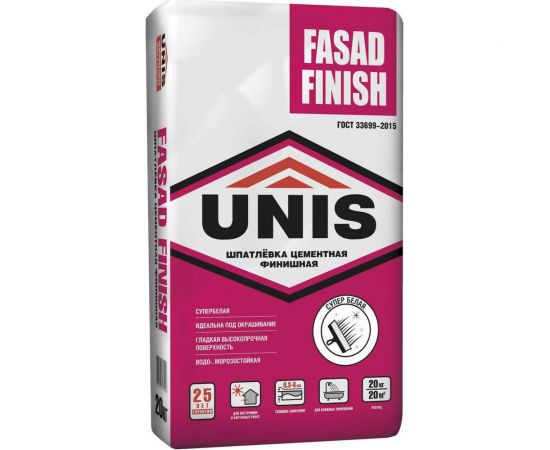 Цементная шпатлевка UNIS Fasad Finish 20 кг 4607005185518 