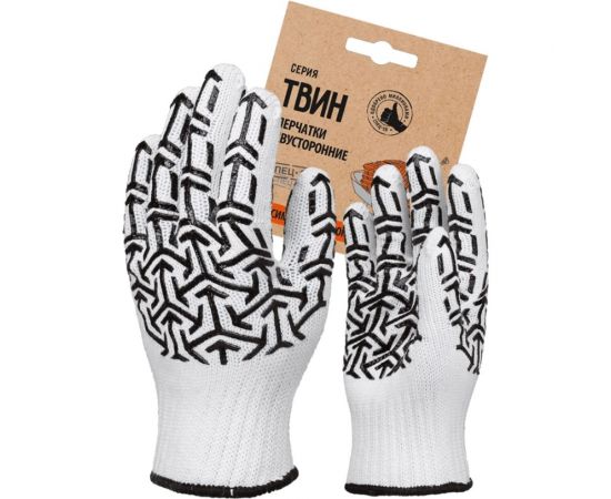 Перчатки х/б с ПВХ СТРЕЛА СПЕЦ-SB бело-черные Пер 053Я 