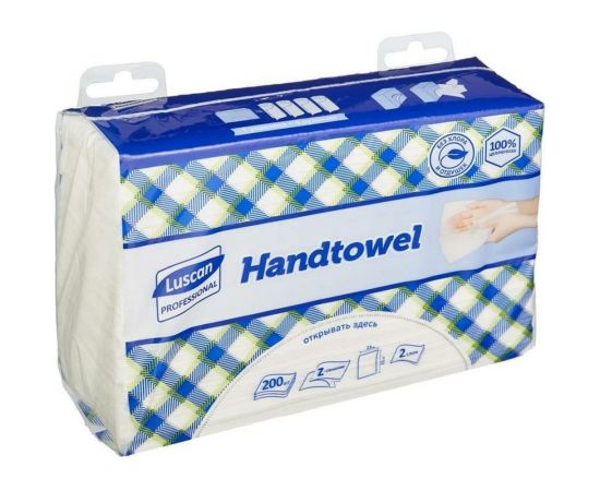 Бумажные полотенца Luscan Professional Z-сложения, 2-слойные, белые 784581 
