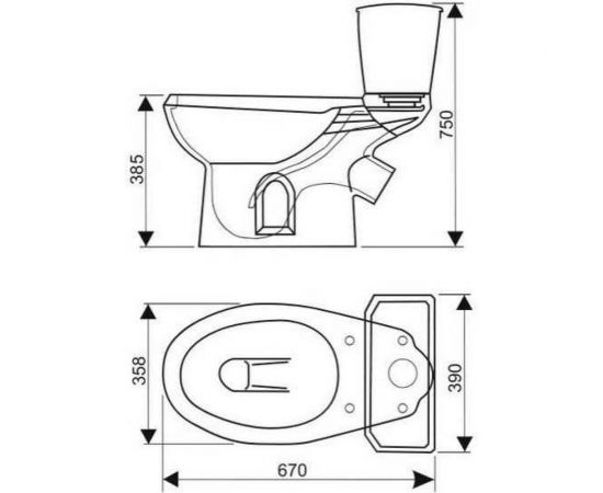 Унитаз-компакт Оскольская керамика ЭЛИССА косой выпуск, 1 режим, сиденье ПП, красный 422973 – изображение 12