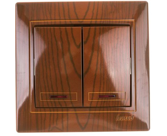 Выключатель Lezard Мира х2 с подсв сосна 701-0801-112 – изображение 2