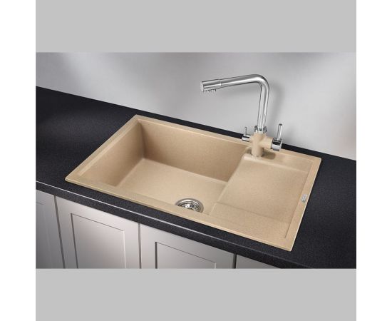 Оборачиваемая кухонная кварцевая мойка GRANULA 780х500 мм, песок GR-7805 – изображение 2