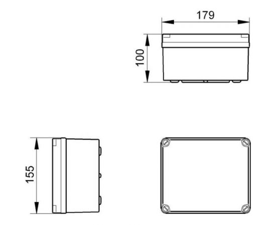 Распределительная коробка IDE наружного монтажа 155x179x100 мм, IP65-67, без сальников, гладкие стенки EL171 – изображение 2