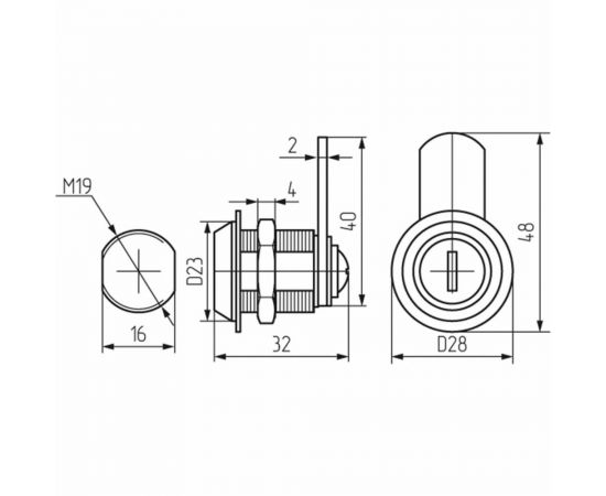 Врезной почтовый замок Mebax ДСП/металл, хром, 19 мм 00-00002166 – изображение 2