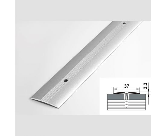 Порог прямой алюминиевый ЛУКА (37 мм, 1,8 м, порошковое покрытие, Серебро) 00000002311 – изображение 2