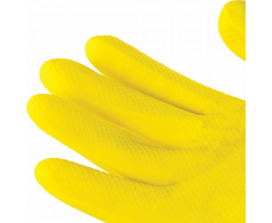 Хозяйственные многоразовые латексные перчатки ОФИСМАГ хлопчатобумажное напыление, размер М 604198 – изображение 2