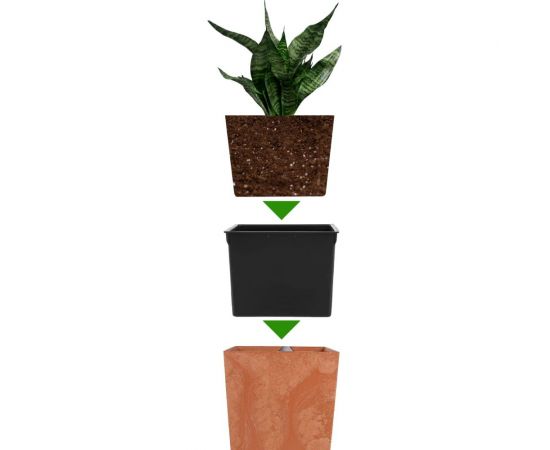 Кашпо для цветов Prosperplast URBI SQUARE EFFECT терракотовый, 2 предмета 37 и 91.5 л DURS400E-R624 – изображение 2