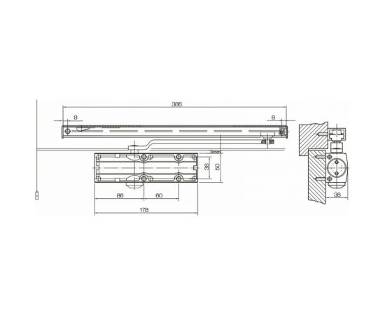 Доводчик DOORLOCK DL100S size 3 со скользящей тягой, коричневый, с функцией Hold Open 75515 – изображение 2