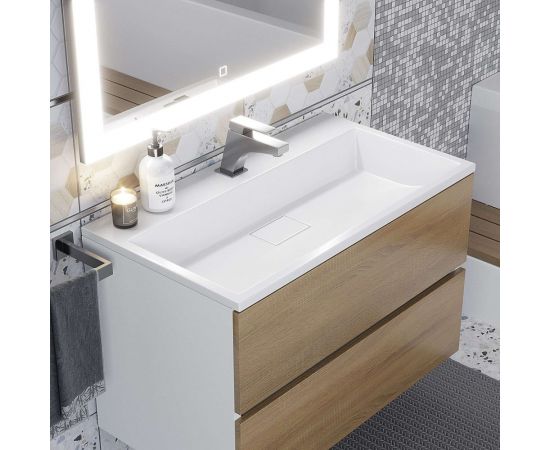 Раковина для ванной uperwood Barsa_80 см полувстраиваемая, прямоугольная 293020530 – изображение 2