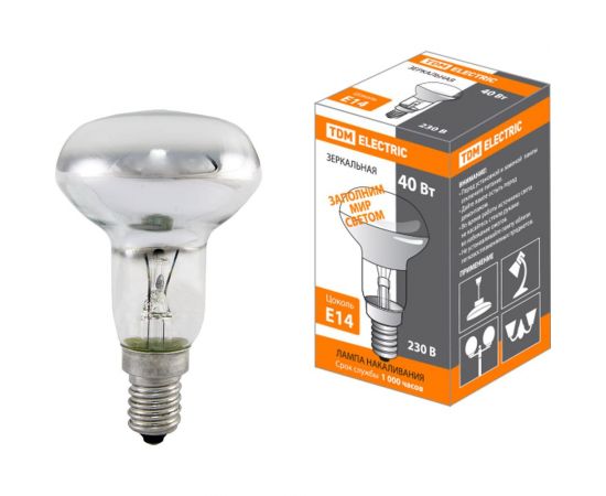 Зеркальная лампа накаливания TDM R50-60 Вт-230 В-Е14 SQ0332-0028 – изображение 3