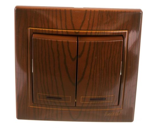 Выключатель Lezard Мира х2 с подсв сосна 701-0801-112 – изображение 3