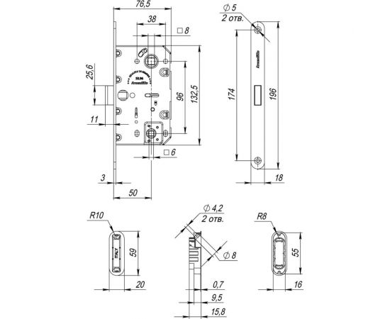Магнитная защелка WC с ответной планкой Armadillo GRAVITY G01.196.50.96 BL черный 44211 – изображение 3