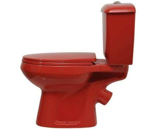 Унитаз-компакт Оскольская керамика ЭЛИССА косой выпуск, 1 режим, сиденье ПП, красный 422973 – изображение 4