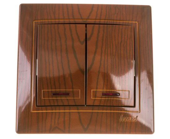 Выключатель Lezard Мира х2 с подсв сосна 701-0801-112 – изображение 4