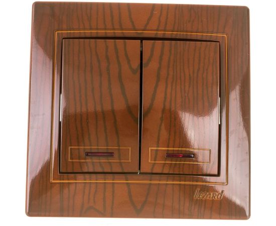 Выключатель Lezard Мира х2 с подсв сосна 701-0801-112 – изображение 5