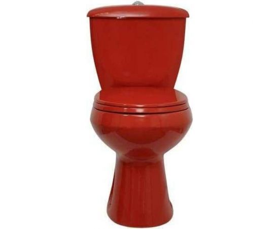Унитаз-компакт Оскольская керамика ЭЛИССА косой выпуск, 1 режим, сиденье ПП, красный 422973 – изображение 5