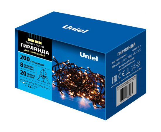 Светодиодная гирлянда Uniel ULD-S2000-200/DGA WARM WHITE, IP20 UL-00007308 – изображение 5