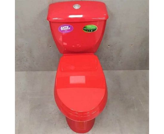 Унитаз-компакт Оскольская керамика ЭЛИССА косой выпуск, 1 режим, сиденье ПП, красный 422973 – изображение 6