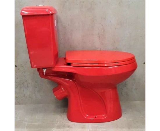 Унитаз-компакт Оскольская керамика ЭЛИССА косой выпуск, 1 режим, сиденье ПП, красный 422973 – изображение 7