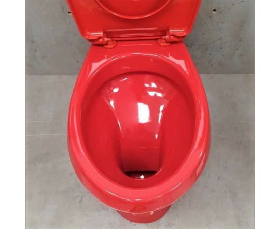 Унитаз-компакт Оскольская керамика ЭЛИССА косой выпуск, 1 режим, сиденье ПП, красный 422973 – изображение 9