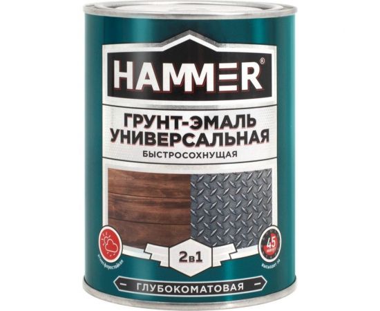 Универсальная грунт-эмаль HAMMER 2в1 б/с, глуб/мат, белая 0,9 кг ЭК000135064 