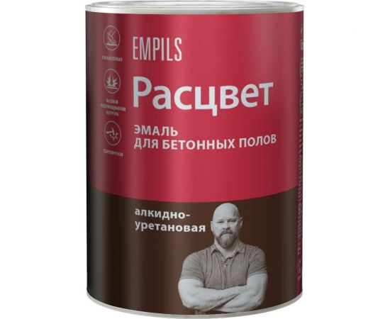 Эмаль для бетонных полов Расцвет серая, 0.9 кг 70691 