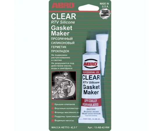 Герметик прокладок ABRO до 260 градусов, прозрачный, 42.5 г/12 13-AB-42-R 