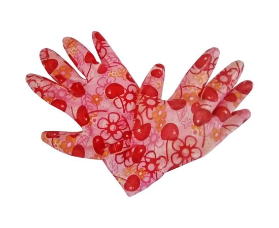 Садовые перчатки СПЕЦ Garden Flowers полиэстер, с прозрачным нитриловым покрытием, р. М/8 GF-PN-04M 