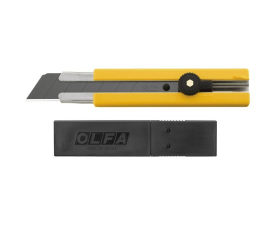 Нож с выдвижным лезвием OLFA в комплекте с лезвиями 5 шт, 25мм OL-H-1BB/5BB 
