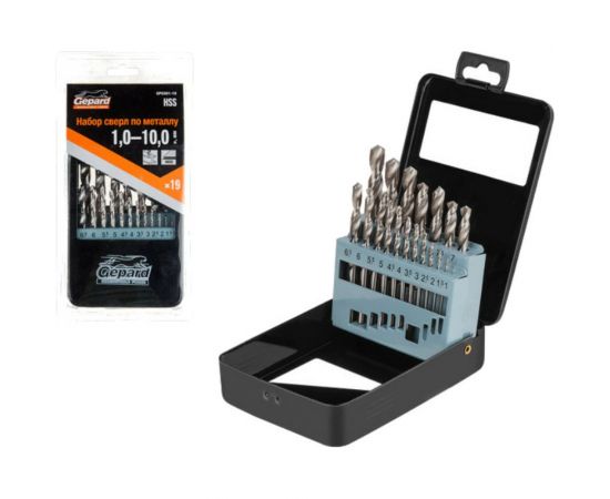Набор сверл по металлу 19 шт, 1-10 мм Gepard GP0301-19 – изображение 2