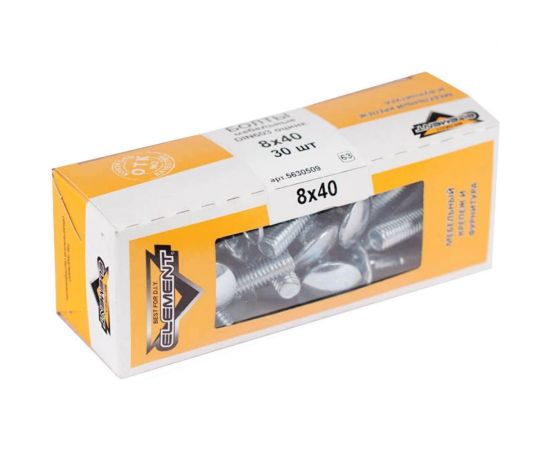Мебельный болт Element DIN 603 8x40 белый цинк 30 шт 102750 – изображение 2